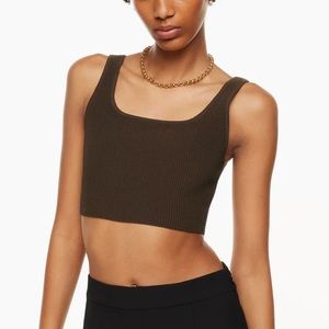Aritzia Babaton Sculpt Knit Squareneck Cropped Tank (coffee bean 2XS)